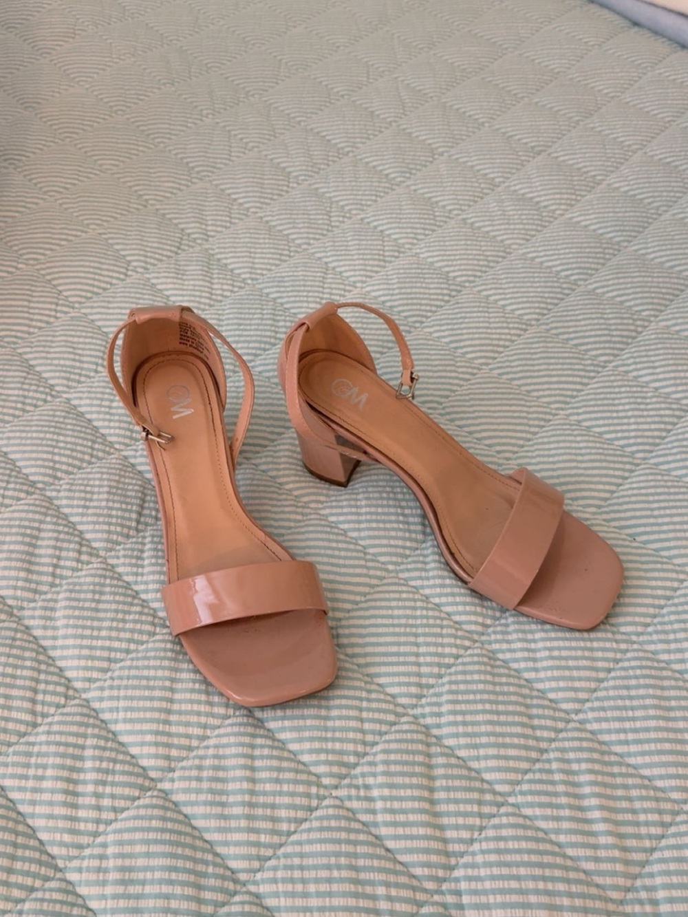 Camilla & Marc Nude Block Heel Sandals with Ankle Strap